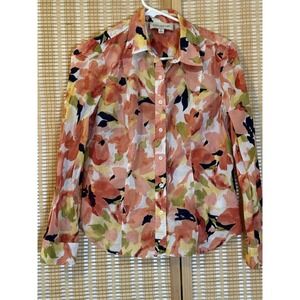 Jones New York Womens PS Shirt Floral Button Up Fairycore Feminine Cottagecore